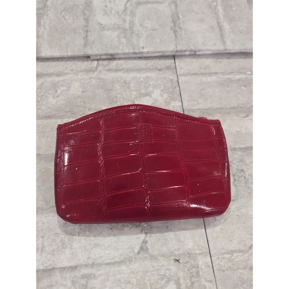 Givenchy Paris Medium Red Croc-Embossed Leather Pouch‎ 7" x 4.5"